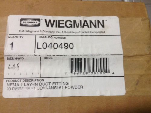 Wiegmann hubbell l040490 nema 1 lay-in duct fitting 90 degree elbow ansi 61 powd for sale