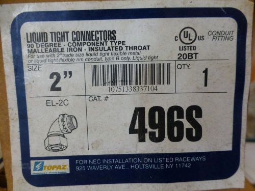 1 topaz liquid tight connector 90 degree 2&#034; 496s malleable iron conduit fitting for sale