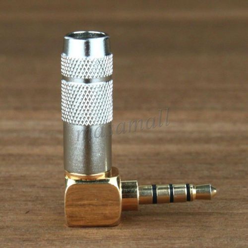 Silver stereo 3.5mm 4 pole 90 degree repair headphone jack plug cable solder for sale