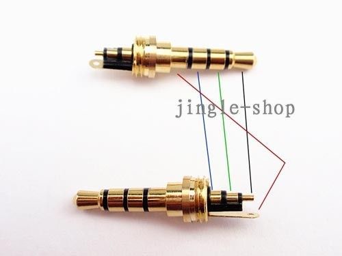 Silver 3.5mm 4 Pole Male Repair Earphones Jack Plug Connector Audio Soldering
