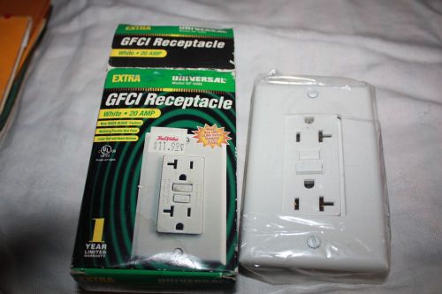 UNIVERSAL extra GFCIi receptacle gf-5205 WHITE 20 AMP NEW