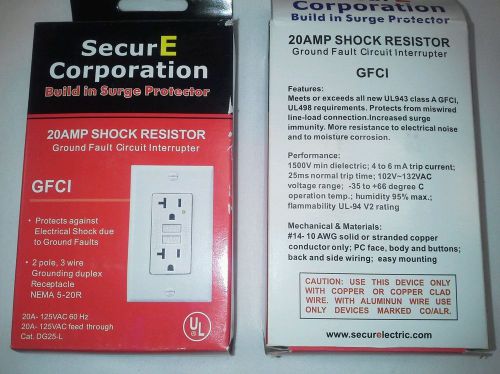 2 NEW 20 AMP GFCI GROUND FAULT CIRCUIT INTERRUPTER WHITE--FREE SHIP