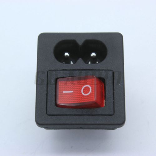 Lot*50 AC Power Socket Connector Inlet With Red ON-OFF Rocker Switch 250V 2.5A