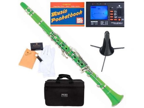 MCT-BL B Flat Green Cecilio and ABS Clarinet w/ Case, Tuner, Stand, Mouthpiece