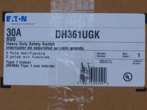 BRAND NEW CUTLER HAMMER DH361UGK 30A, 600V, 3 POLE NON-FUSIBLE SWITCH
