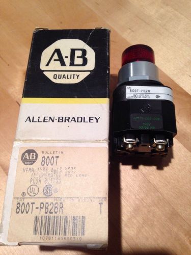 New Allen Bradley Illuminated Push Button Red Lens 800T-PB26R