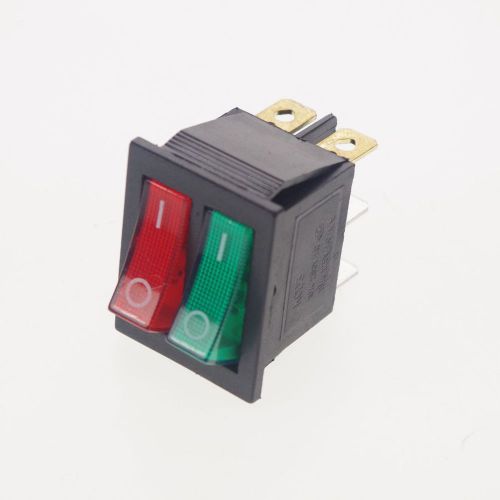 10 x Red Green Light 16A 250V/20A 125VAC DPDT ON OFF 6 Pins Rocker Boat Switch