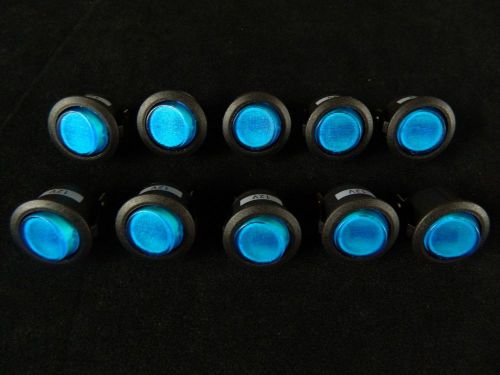 10 pack round on off rocker switch mini toggle blue led 3/4 mount hole ec-1217bl for sale