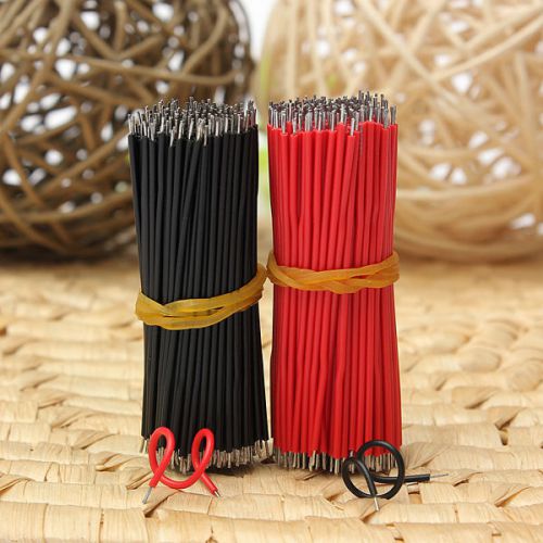 NEW 400pcs Motherboard Breadboard Jumper Cable Wires Tinned 6cm Black &amp; Red Set