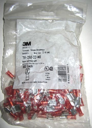 New 3m 94801 nylon insulated female disconnect terminal 22-18 awg red 100 pack for sale
