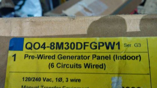 Square D QO4-8M30DFGPW1 Pre-Wired Generator Panel