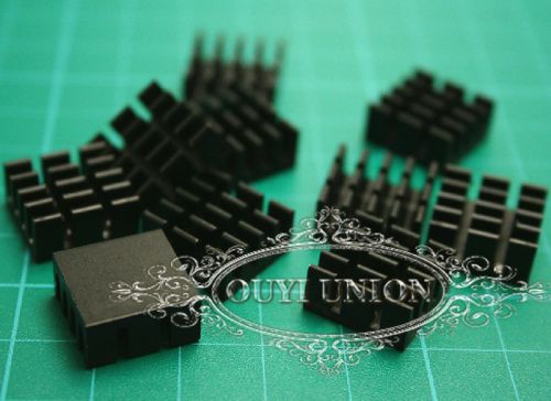Bulk 100PCS 14*14*7mm Mini Black Aluminum Heat Sink Chip IC LED Power Transistor