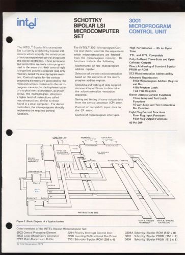 (7) 1975 INTEL SCHOTTKY BIPOLAR LSI MICROCOMPUTER SET Technical Spec Manuals