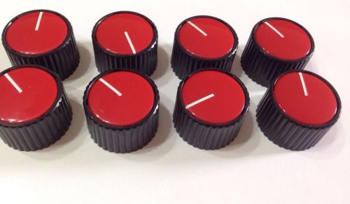 8 Pcs Collet Knobs For 1/4&#034; Shaft High Quality Instrument Knobs W/Red Insert.NOS