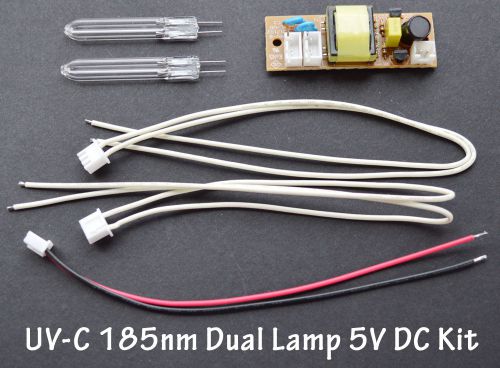 UVC 185nm Ozone Generator U-shape 50mm x 8mm x 50mm  Dual Lamp Bulb 5V DC Kit