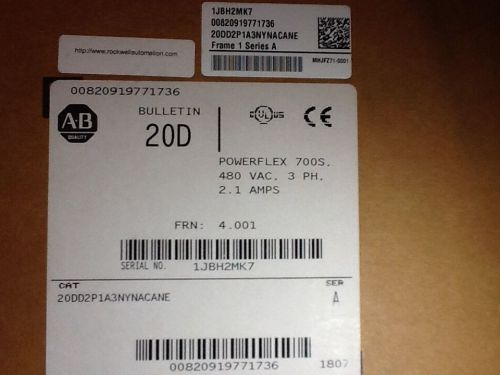 NEW (NIB) ALLEN BRADLEY POWERFLEX 700s 20DD2P1A3NYNACANE