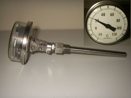 Ashcroft stainless steel  temperature gauge thermometer c centigrade 3/4 npt for sale