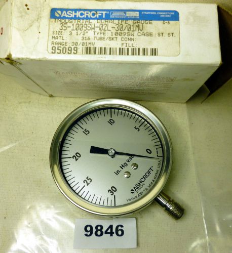 (9846) Ashcroft Pressure Gauge 35-1009-SW-02L-30/10MV SS 3 1/2&#034; NPT Bottom