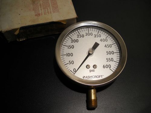 Ashcroft duralife 1009aw pressure gauge 3-1/2&#034; face 0-600 psi 316ss nos in box for sale
