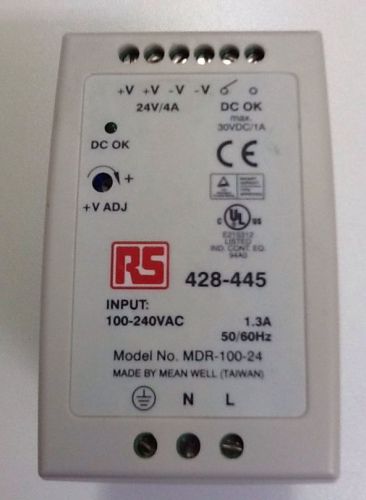 Mean well switch mode mdr-100-24 4a 24v power supply rs no 428-445 for sale