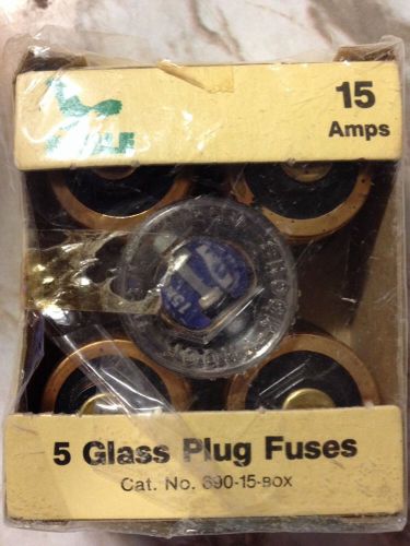 Eagle 690-15 Glass Plug Fuses 15A NOS box Sealed