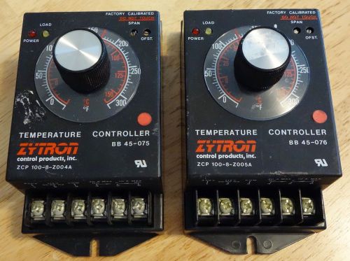 2 Zytron Temp Controllers BB45-076 (ZCP100-8-005A) &amp; BB45-075 (ZCP100-8-004A)