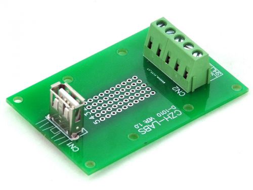 Usb type a female vertical jack breakout board, terminal block connector. for sale