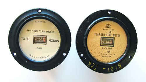 Vintage 1 Running Time Meter and 1 Elapsed Time Meter Made in USA
