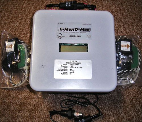 E-mon d-mon 3208100-sar kit kwh submeter, 2 split-core 100 amp sensors, 2 fuses for sale