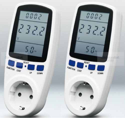 2PCS Electric energy Meter Monitor Energy Saving Watt Voltage Amps Usage EU plug