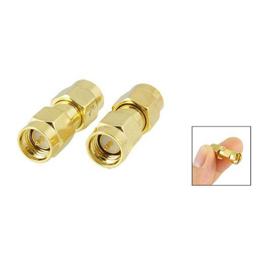 5 pcs gold tone sma male to sma male plug rf coaxial adapter connector xmas gift for sale