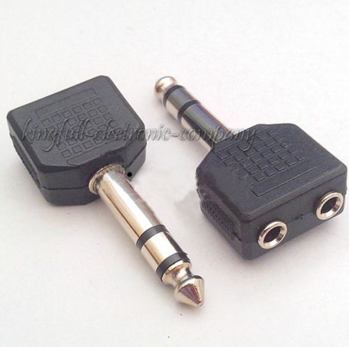 2PCS 6.35mm Stereo Male To 2 Dual 3.5mm Female Splitter Adapter BEST US