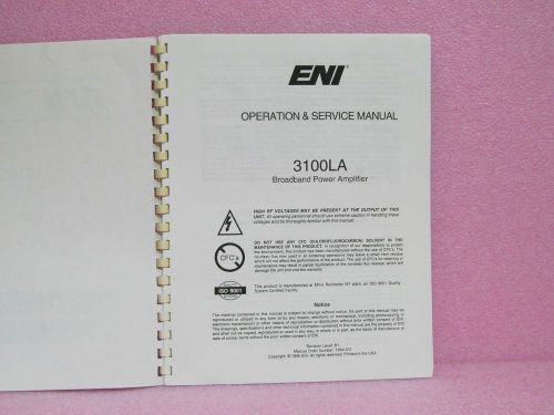 ENI Manual 3100LA Broadband Power Amplifier Operation &amp; Service Manual w/Schem.