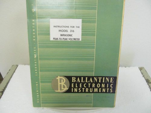 Ballantine 316 infrasonic peak-to-peak voltmeter instruction manual w/schematic for sale