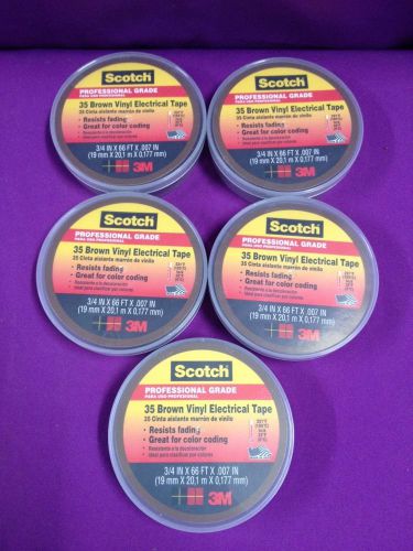 5 rolls usa 3m scotch 35 brown electrical tape 3/4&#034; x 66&#039; 7 mil free ship new for sale