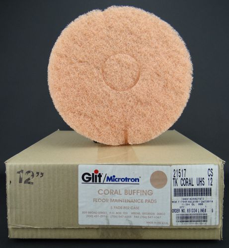 GLIT MICROTRON CORAL 12&#034; FLOOR BUFFING POLISHING PADS CASE OF 5