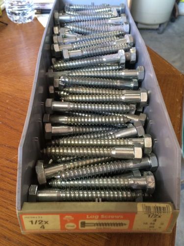 Lot of 62 steel hex lag screw bolt 1/2&#034; x 4&#034; zinc plated hex head hillman for sale