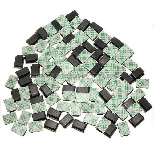 100 Pcs Self adhesive Rectangle Wire Tie Cable Mount Clamp Clip 3M
