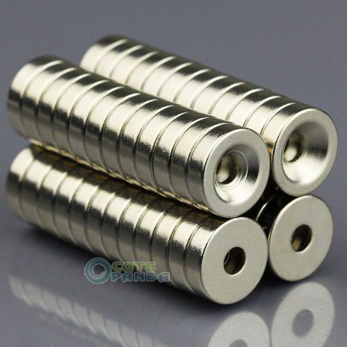 50pcs Round Counter Sunk Ring Magnets 10 x 3mm Hole 3mm Rare Earth N50 Neodymium