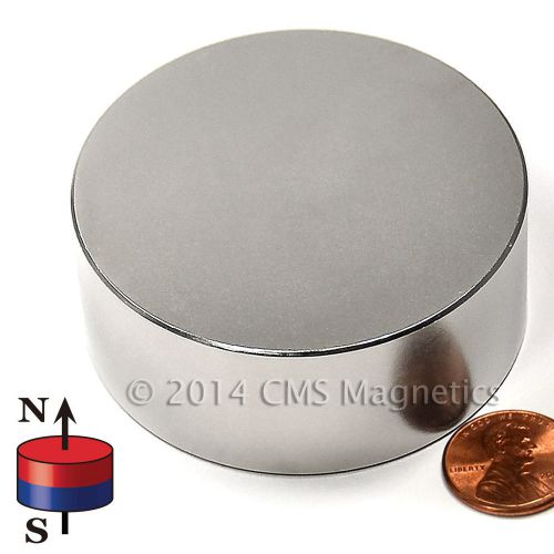 Cms magnetics® n45 neodymium magnet dia 2 1/2x1&#034; rare earth magnet 10 pc for sale