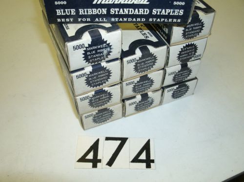 12 Boxes Markwell Blue Ribbon Standard Staples  (5000 a box)  #474