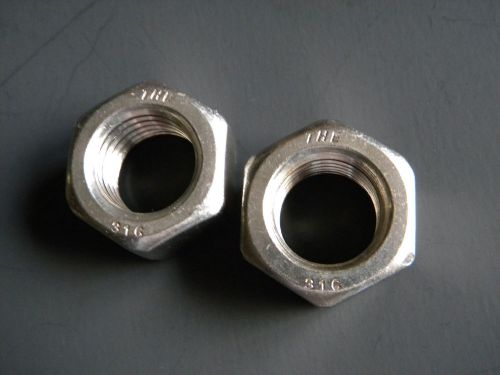 Marine grade 316 stainless steel hex nuts 1&#034;-8. unc (coarse).  lot of 2 for sale