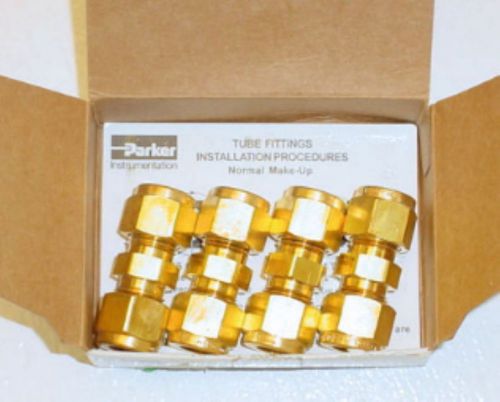 PARKER 6-6 HBZ-B-GR LOT of 4 FITTINGS BRASS TUBE REDUCING UNION CONNECTORS 1/2&#034;