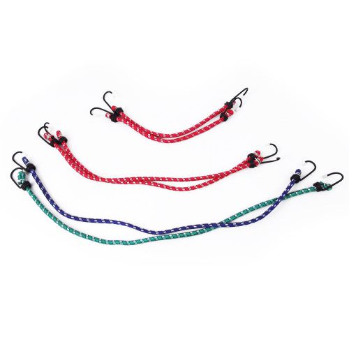 6 pack multicolored 12&#034; 18&#034; 24&#034; tie down bungee stretch cords with hook ends for sale