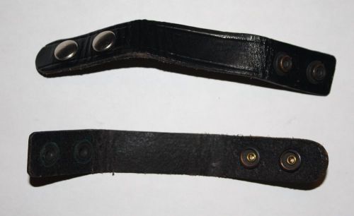 2 Black Leather Duty Belt Keepers Silver &amp; Black Snaps 1 inch
