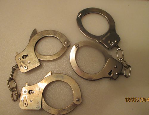 Two pairs of handcuffs, silver, no keys FREE SHIPPING
