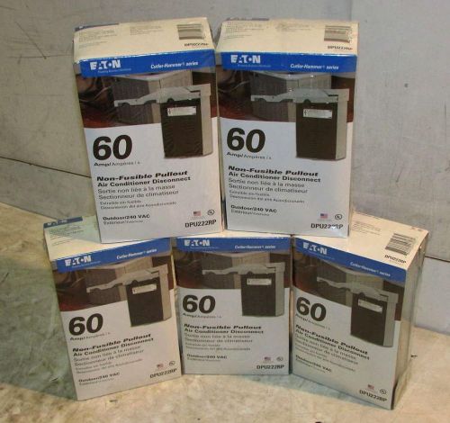 Lot of (5) eaton/cutler-hammer dpu222rp 60 amp 240vac non-fusible po disconnect for sale