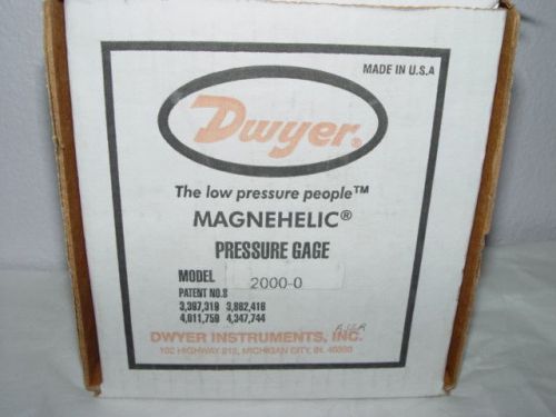 DWYER Magnehelic Pressure Gage Model 2000-0 NEW in Box instructions and hardware