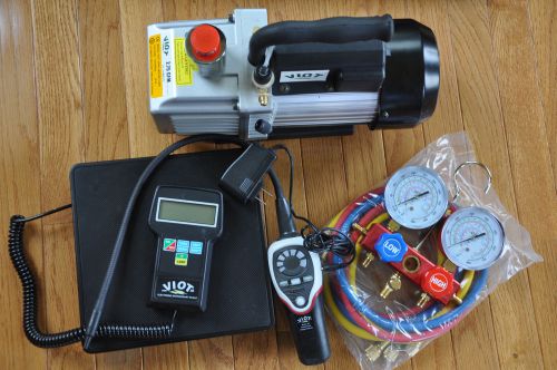 HVAC Professional Tool Kit:Vacuum Pump+Freon Leak Detector+Scale+Manifold Gauge