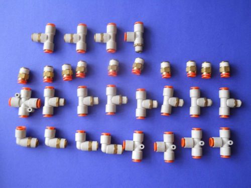 Lot of 68 assorted pneumatic quick connector couplers 3/8, 1/2 and 1/4 inch port for sale